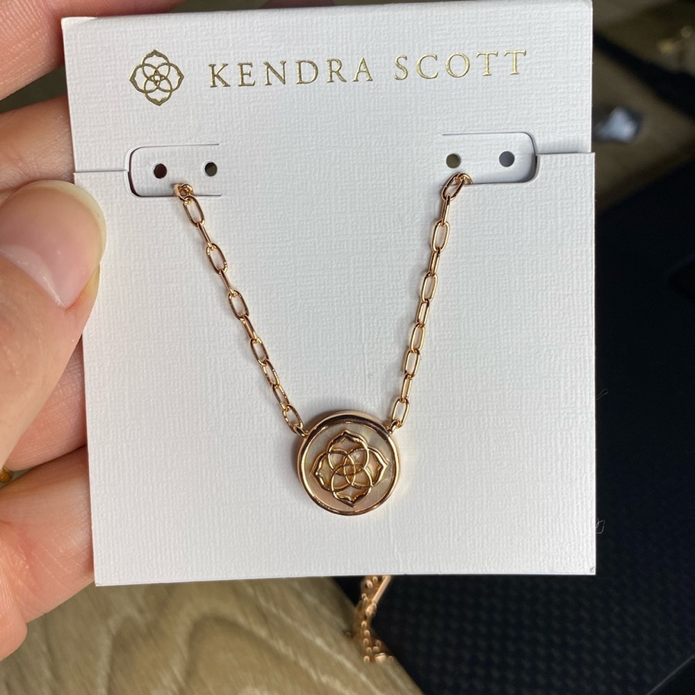 Kendra Scott Stamped Dira Necklace Rose Gold